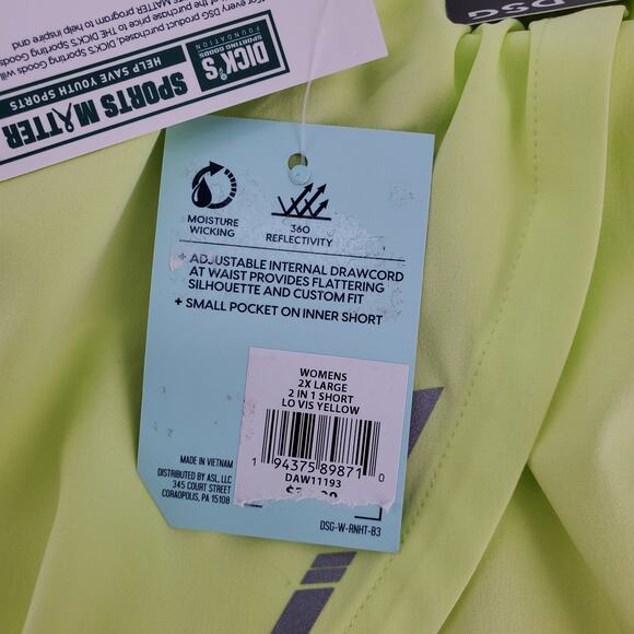 DSG Womens 2XL Mid Rise 2in1 With Fitted Bike Short 6in Inseam Lo Vis Yellow New - Picture 6 of 9